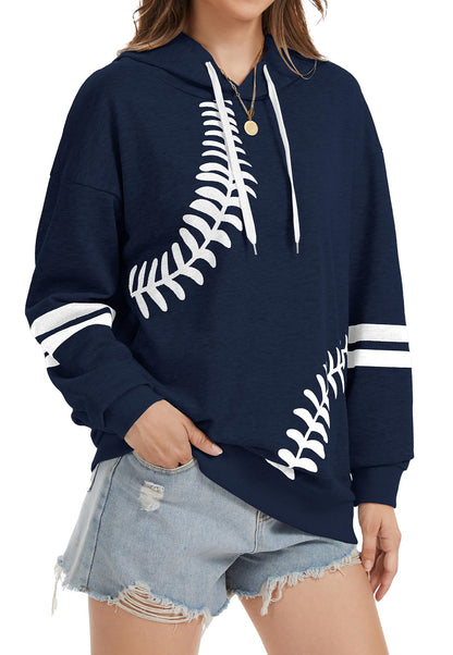 Womens Baseball Hoodie Casual Long Sleeve Baseball Mom Sweatshirt