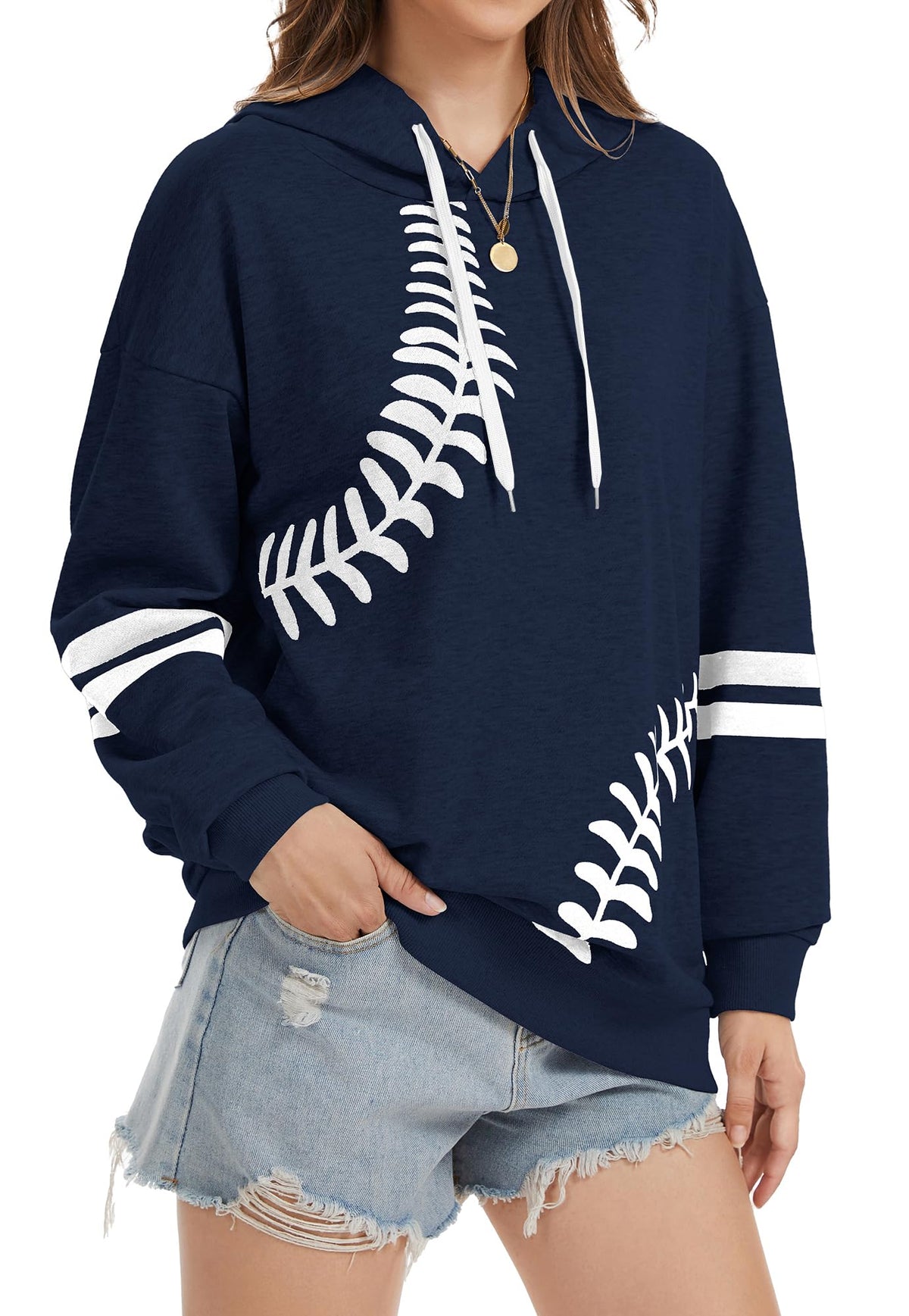 Womens Baseball Hoodie Casual Long Sleeve Baseball Mom Sweatshirt
