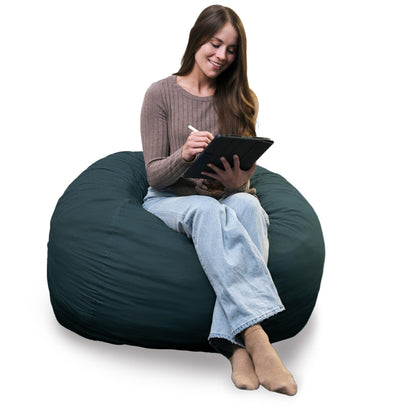 Big Joe Fuf 7Ft Giant Foam Bean Bag Chair, Oversized Couch with Removable Cover for Kids, Teens, Adults, Fog Lenox, Durable Woven Polyester, 7 Foot