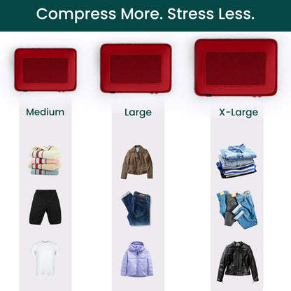 NOBL Travel Compression Packing Cubes Set of 6 Luggage Organizers, Hot Pink