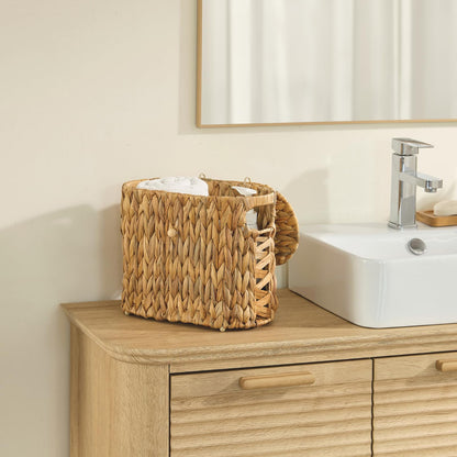 YANGQIHOME Toilet Paper Storage, Water Hyacinth Toilet Paper Storage with Lid, Papers Container for up to 9 Mega Rolls, Bathroom Basket Organizer