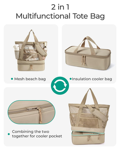 BAGSMART Beach Bag for Women, Large Beach Bag Swim Pool Bag