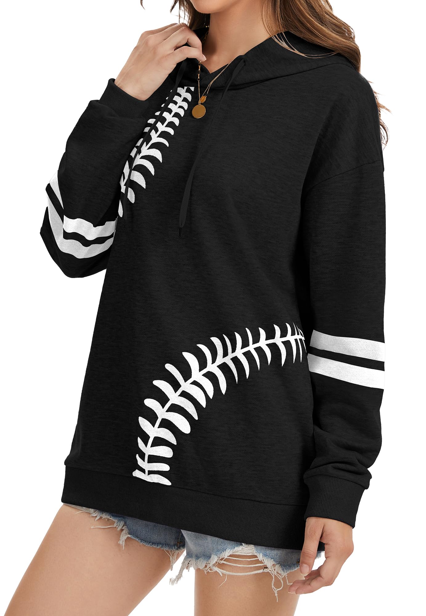 Womens Baseball Hoodie Casual Long Sleeve Baseball Mom Sweatshirt