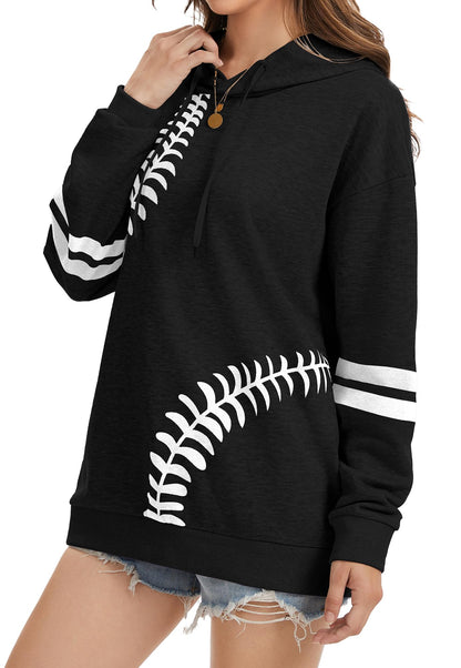 Womens Baseball Hoodie Casual Long Sleeve Baseball Mom Sweatshirt