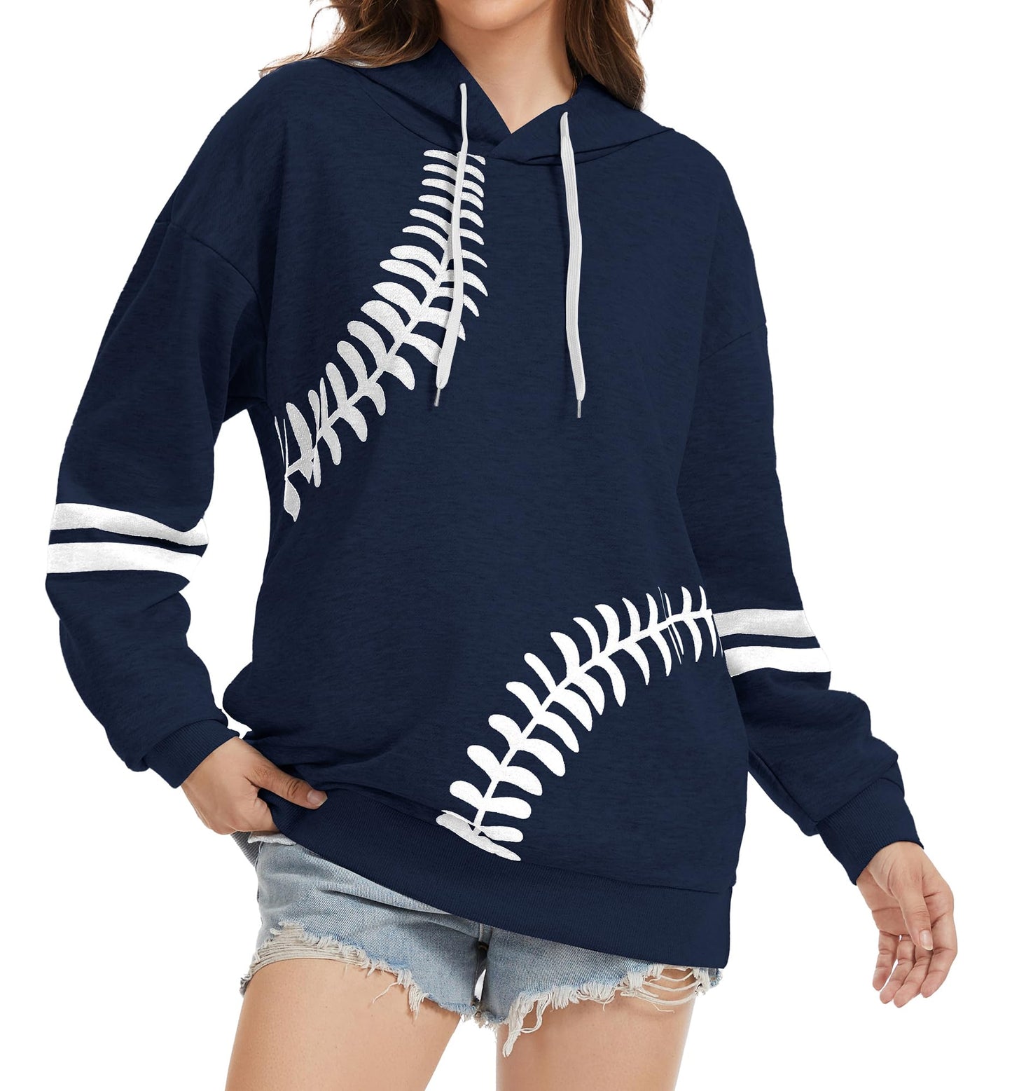 Womens Baseball Hoodie Casual Long Sleeve Baseball Mom Sweatshirt
