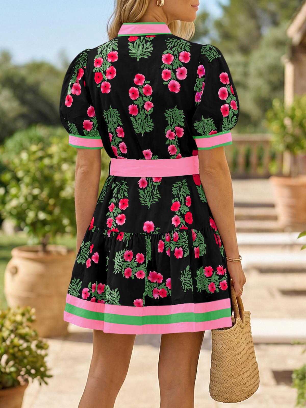 Wenrine Womens Summer Floral Mini Dress