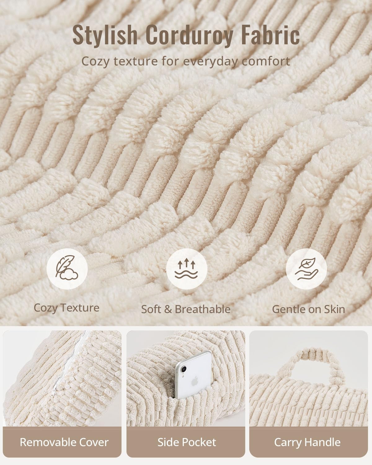 Blissful Diary Reading Pillow, Backrest Pillow with Shredded Memory Foam