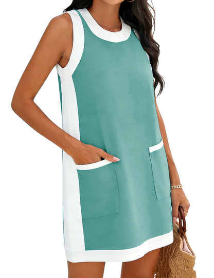 Fiona Jolin Women's 2026 Summer Color Block Sleeveless Mini Dress