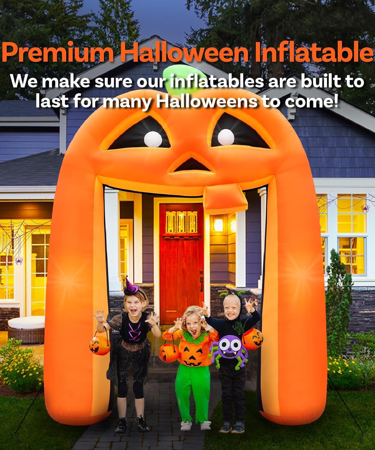 12FT Giant Halloween Inflatable Pumpkin, Blow up Halloween Decoration Built-in 6 LED and Flashing Light for Halloween Decoration Outdoor Indoor Home Party Supplies Halloween Lawn Decor