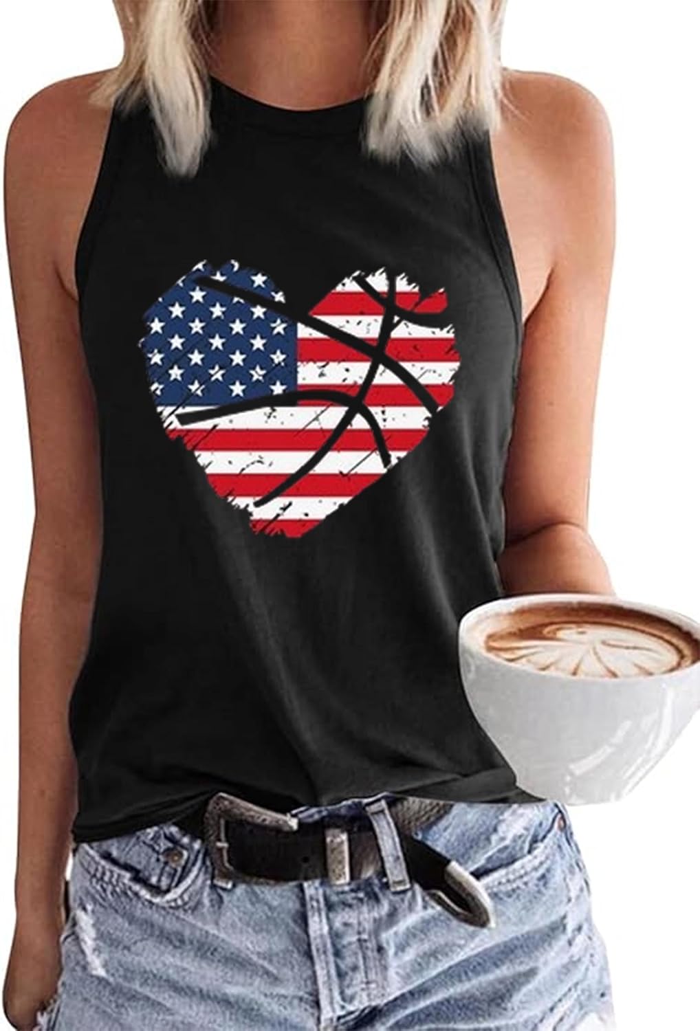 MHTOR Baseball O-Neck Tank Women Print Baseball Tanks Cute Workout Graphic Casual Summer Sleeveless Vest Top
