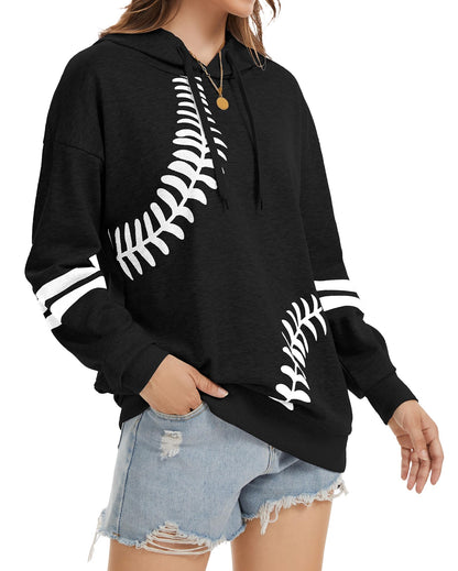 Womens Baseball Hoodie Casual Long Sleeve Baseball Mom Sweatshirt