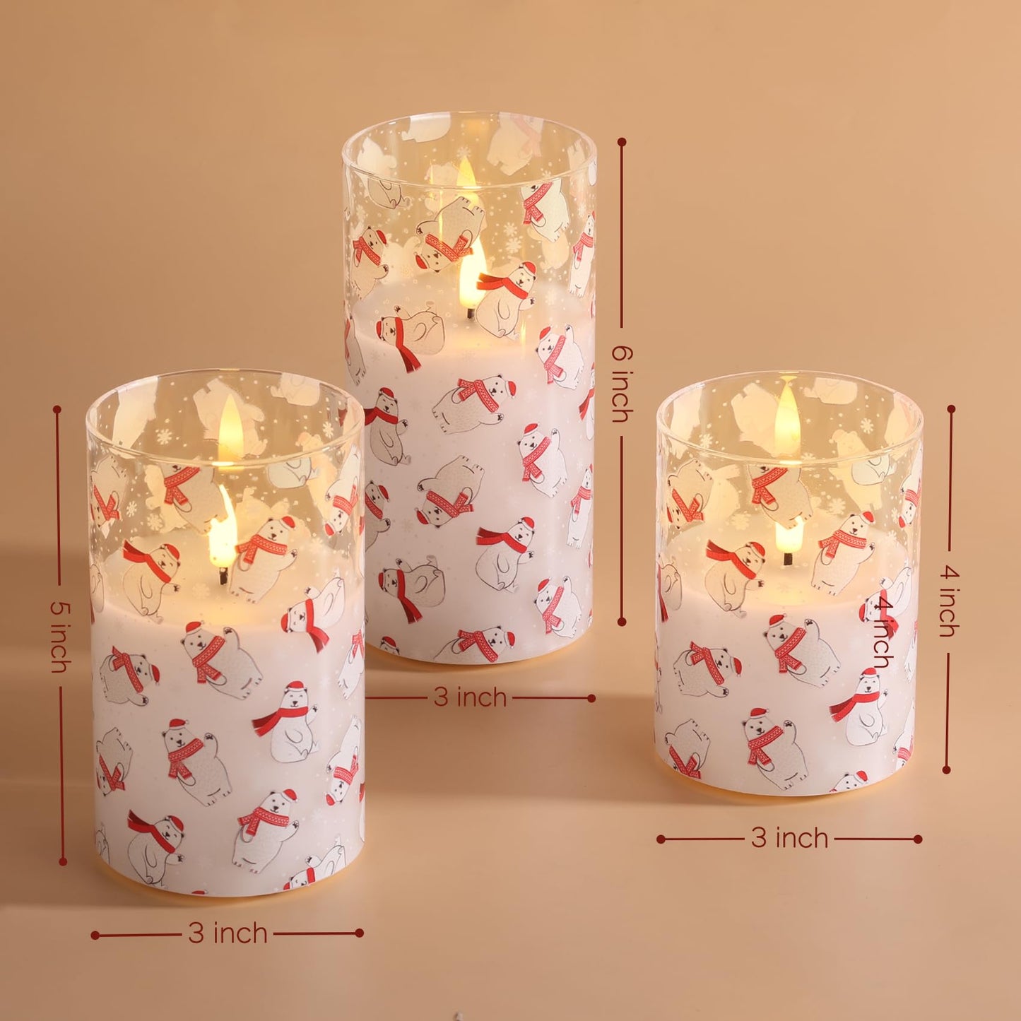 Eywamage Smoke Grey Glass Flameless Pillar Candles with Remote, Flickering LED Battery Candles Table Decor Set of 3