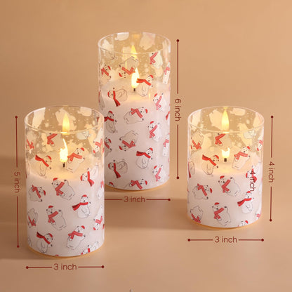 Eywamage Smoke Grey Glass Flameless Pillar Candles with Remote, Flickering LED Battery Candles Table Decor Set of 3
