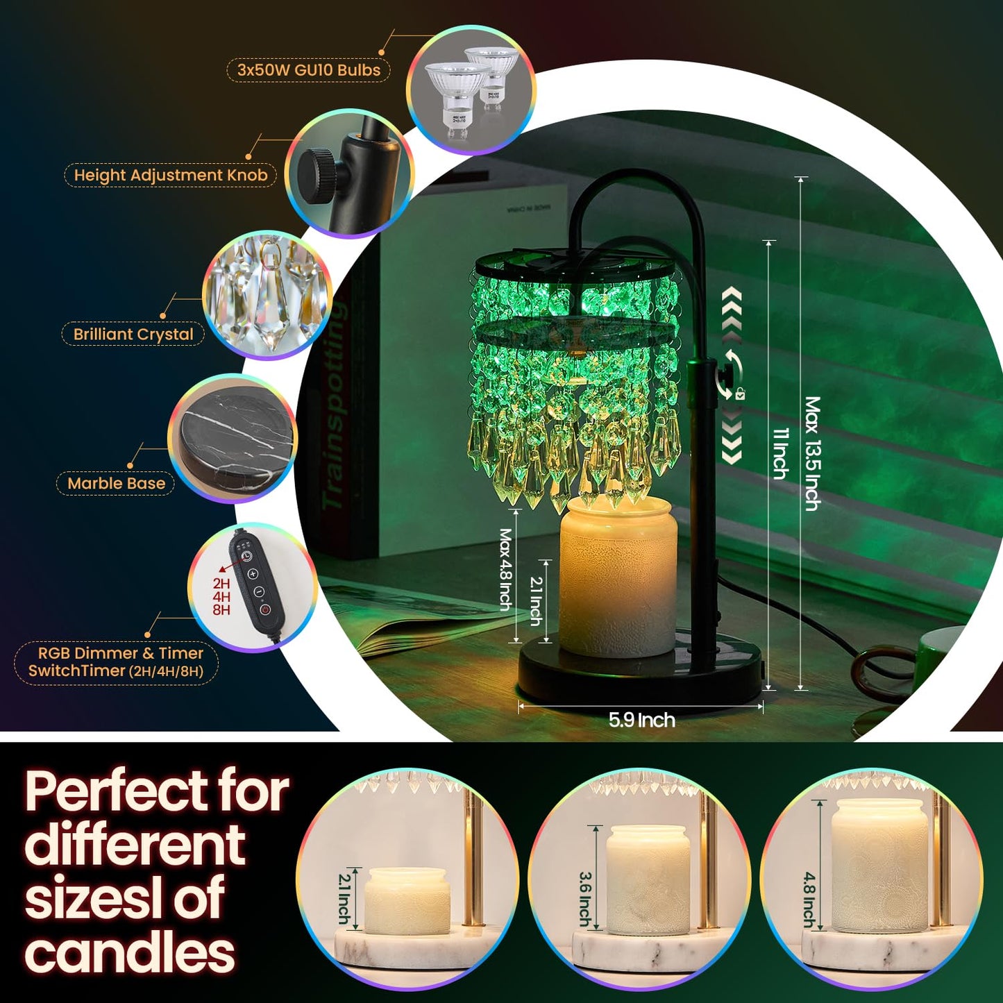 Candle Warmer Lamp with Timer & Dimmer