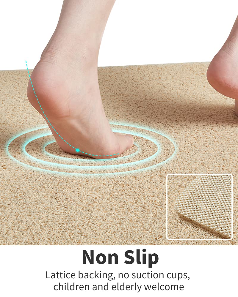 Non Slip Shower Mat, Comfortable Bath mat for Textured Surface,Quick Drying Easy Cleaning Shower Floor Mat for Wet Area,Without Suction Cups Pink 24 x 24