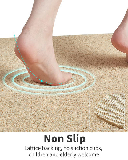 Non Slip Shower Mat, Comfortable Bath mat for Textured Surface,Quick Drying Easy Cleaning Shower Floor Mat for Wet Area,Without Suction Cups Pink 24 x 24