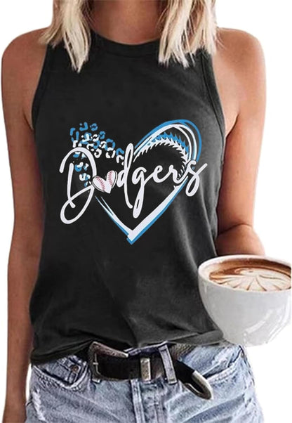 MHTOR Baseball O-Neck Tank Women Print Baseball Tanks Cute Workout Graphic Casual Summer Sleeveless Vest Top