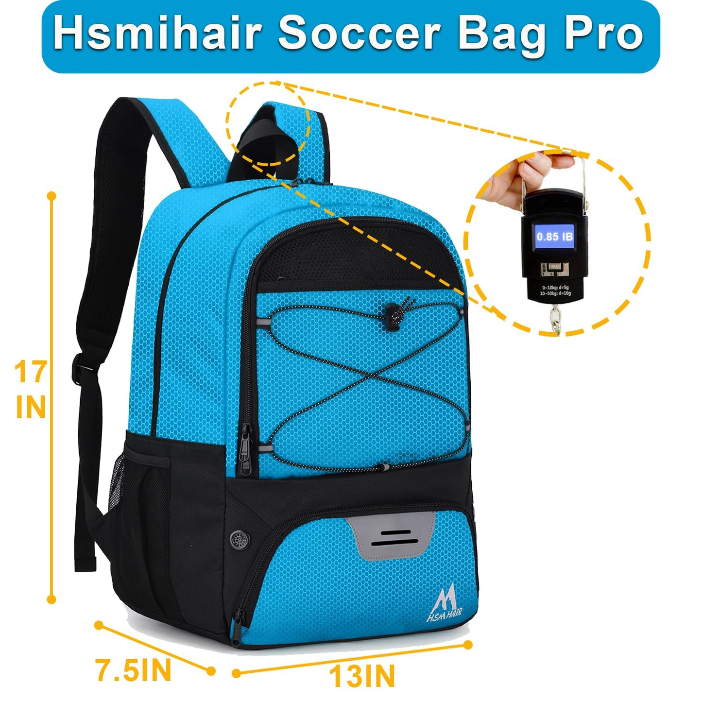 Hsmihair Soccer Bag,Youth Soccer Backpack with Ball and Cleat Compartment