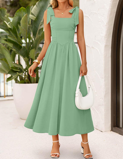 ZESICA Women's Summer Tie Shoulder Wedding Guest Maxi Dress