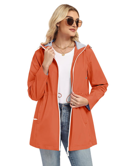 TCOT Rain Jacket Women Lined Raincoats Waterproof Hooded Long Trench Coat
