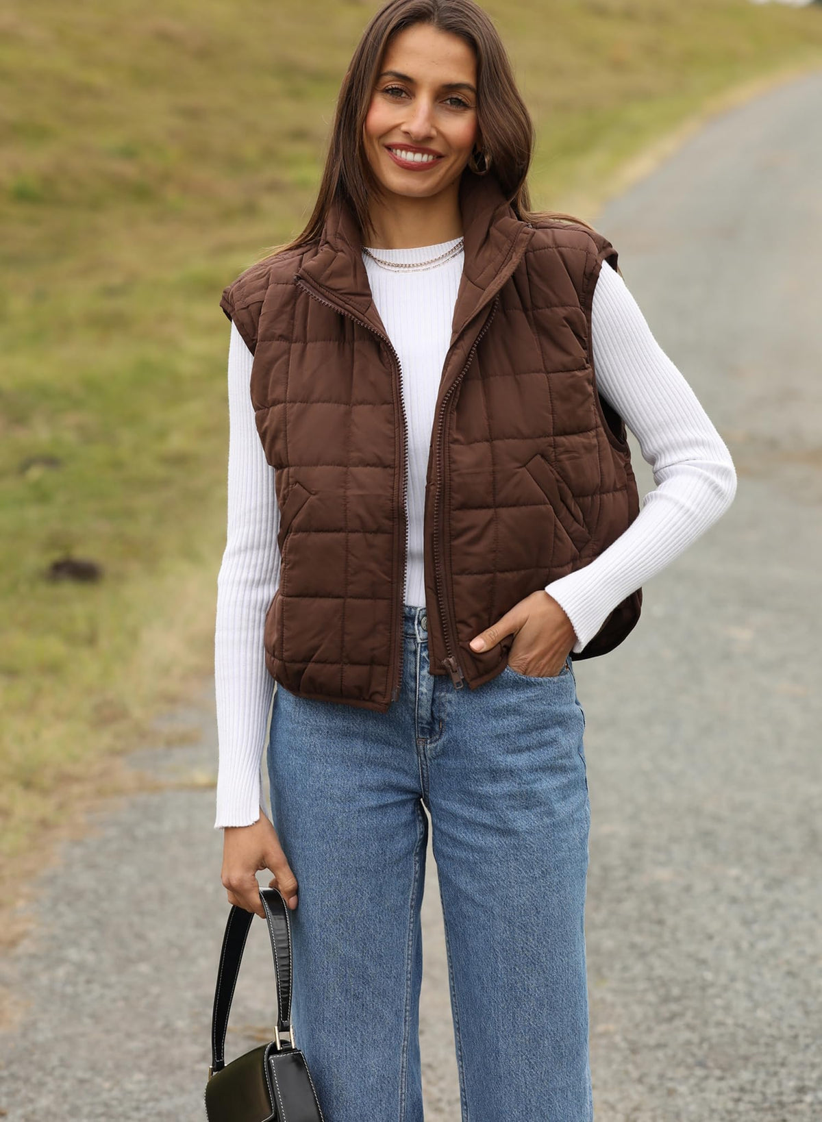 Zeagoo Womens Puffer Vest Ladies Sleeveless Zip Up Outerwear