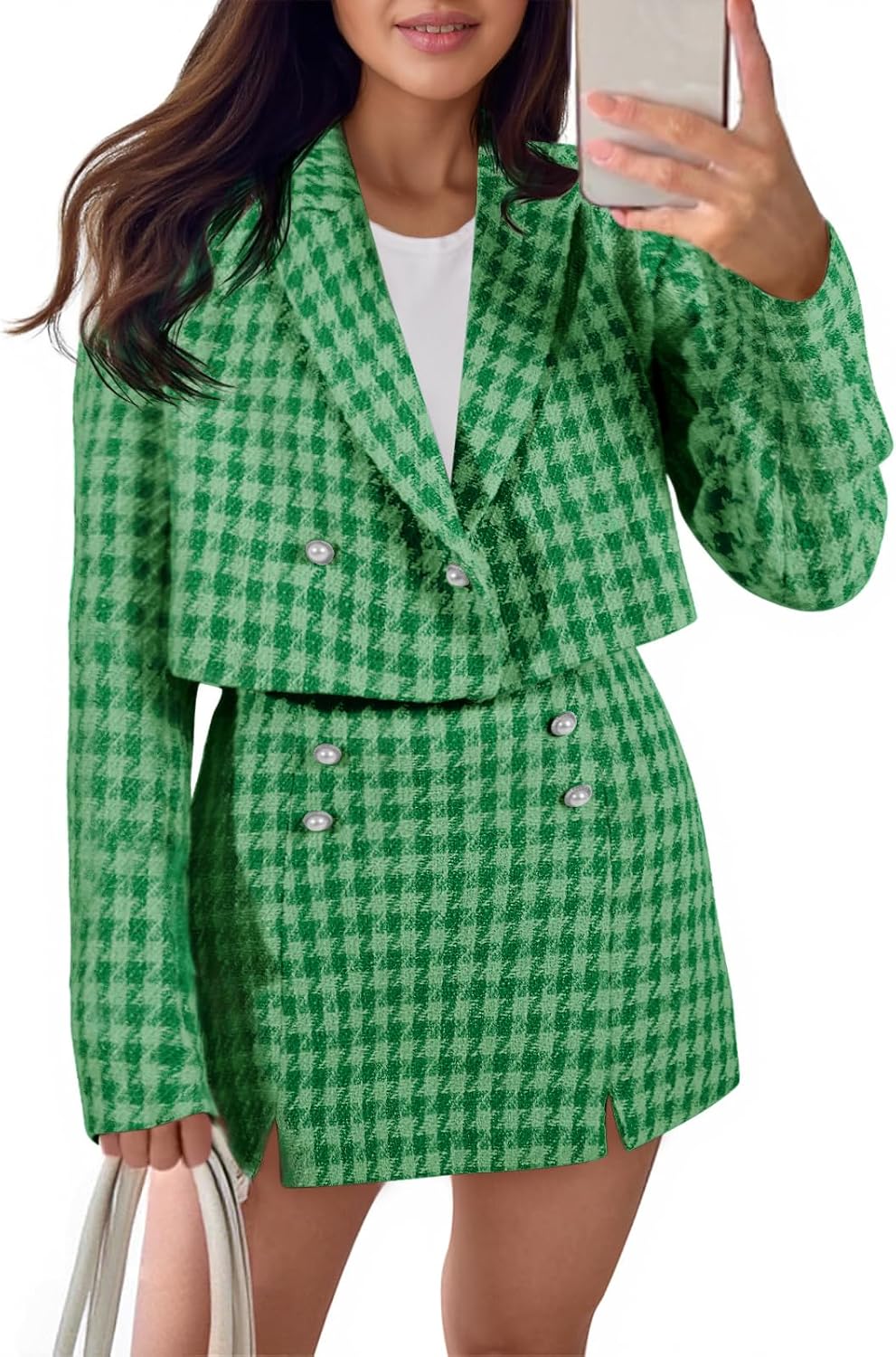 Cicy Bell Womens Cropped Tweed Business Casual Suit