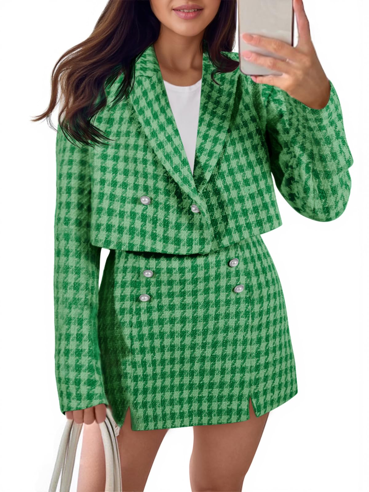 Cicy Bell Womens Cropped Tweed Business Casual Suit