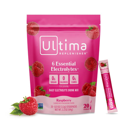 Ultima Replenisher Electrolyte Hydration Powder, Grape, 20 Count Stickpacks Pouch - Sugar Free, 0 Calories, 0 Carbs - Gluten-Free, Keto, Non-GMO with Magnesium, Potassium