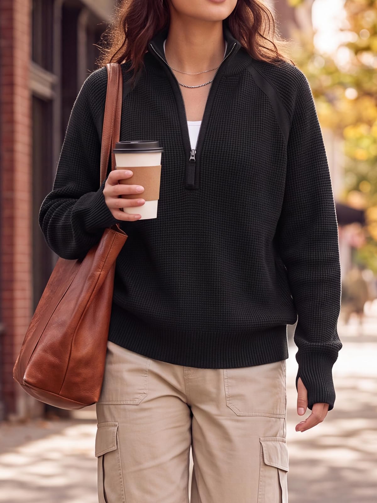 Women's Half Zip Sweater Long Sleeve Pullover