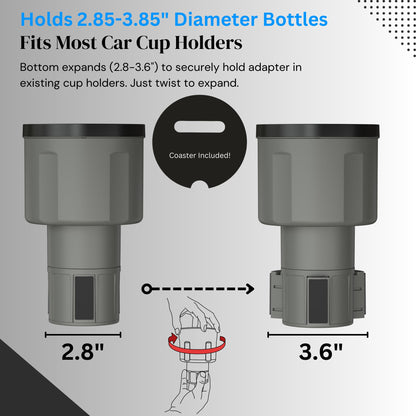 Swigzy Car Cup Holder Expander Adapter for Large Water Bottles - [Patented & Upgraded] - Holds: Hydro-Flask, Yeti, Nalgene, Owala, 32-40oz - Adjustable Expandable Insert Extender - Universal
