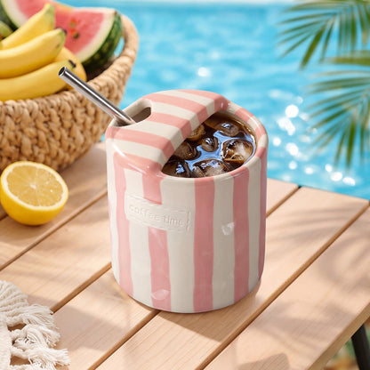 2 Pack Ceramic Mug with Sip Hole,