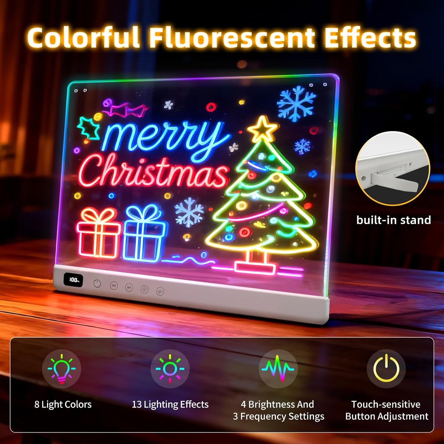 Led Drawing Board with 13 Light Effects, 16" Rechargeable Glow Doodle LED Note Board with Colors, Neon Light Up Drawing Tablet Gifts for Kids for Easter Birthday Christmas Gift Ideas