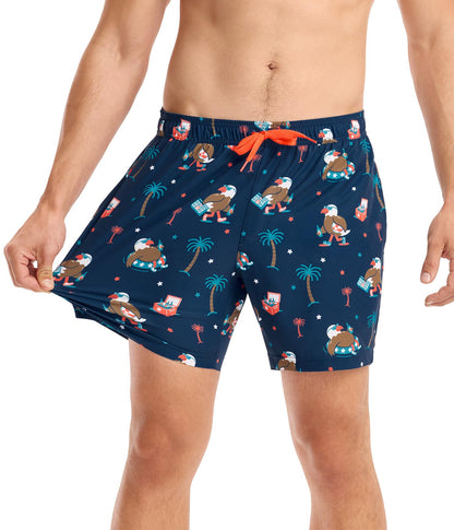 Tipsy Elves Men's USA Swimming Trunks 7'' Inseam 4 Way Stretch Fabric w/Mesh Liner Swim Trunks for Men Bathing Suit