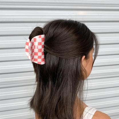 Vintage Checkered Y2K Hair Barrettes, Aesthetic 3Pcs Claw Clips for Women and Girls