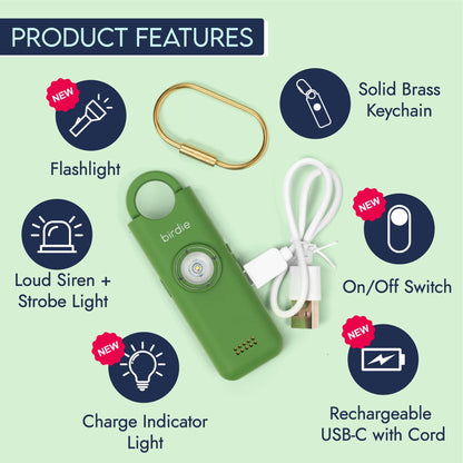 She’s Birdie 3.0 New Version – The Original Personal Safety Alarm for Women by Women–Loud Siren, Flash Light and Rechargeable Battery in a Variety of Colors (Aqua Blue)