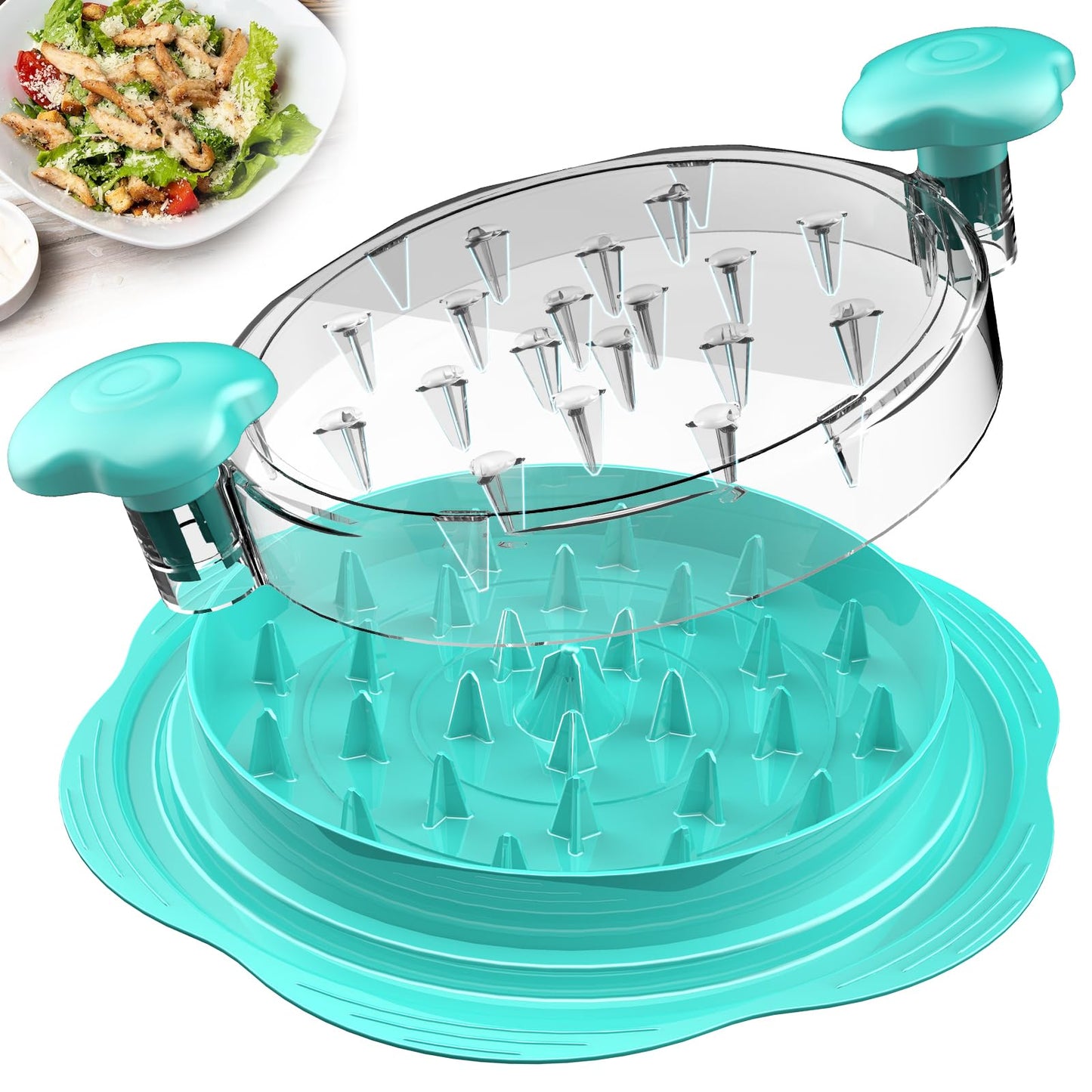 SURETIVIAN Chicken Shredder Tool Twist Large Chicken Breast Shredder with Brush&Fork, Visible Meat Shredder Machine, Anti-Slip Strip, Ergonomic Handle, BPA Free, Pork Beef Chicken(Hot Pink)
