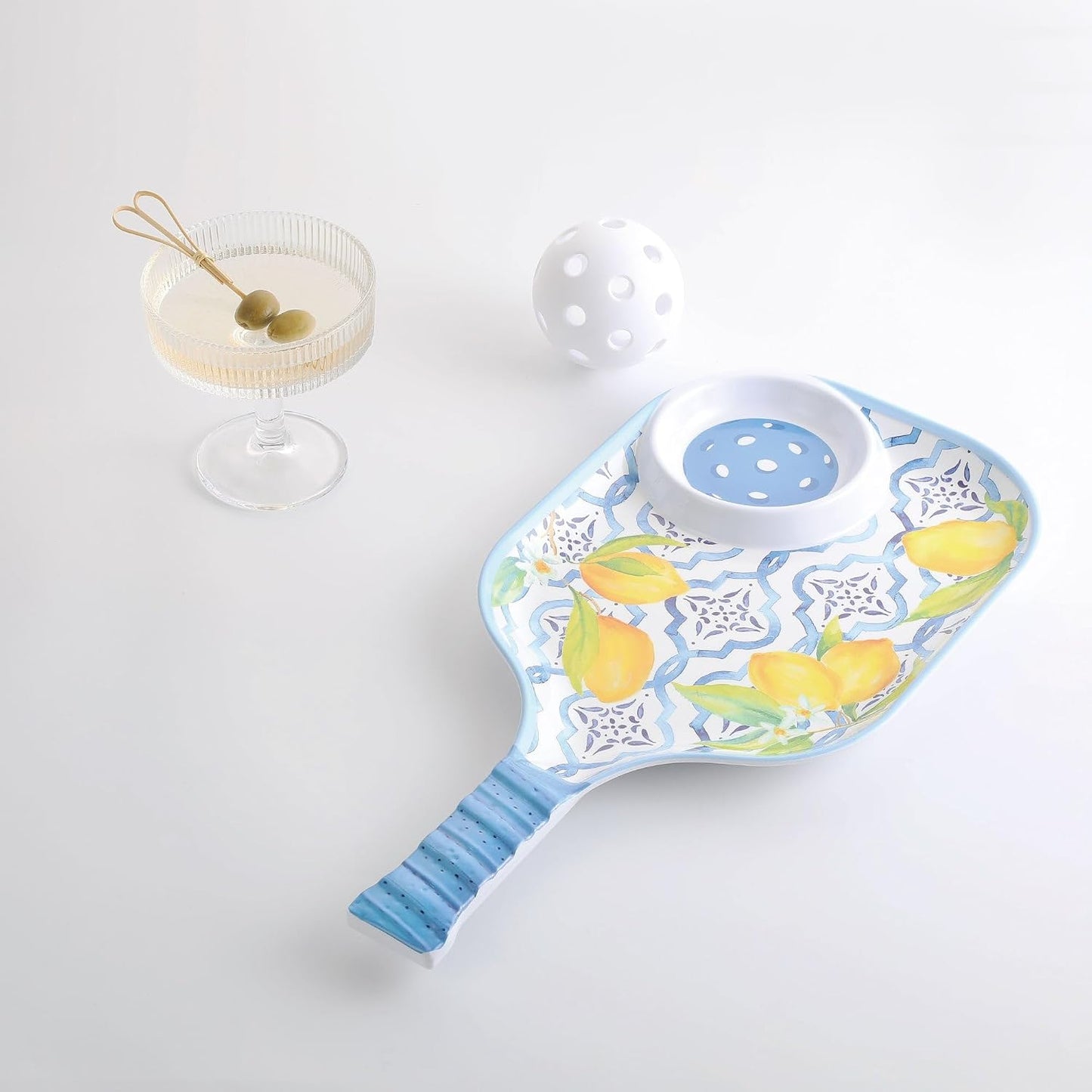 UPware Lovely Lemon Melamine Chip and Dip Snack Tray