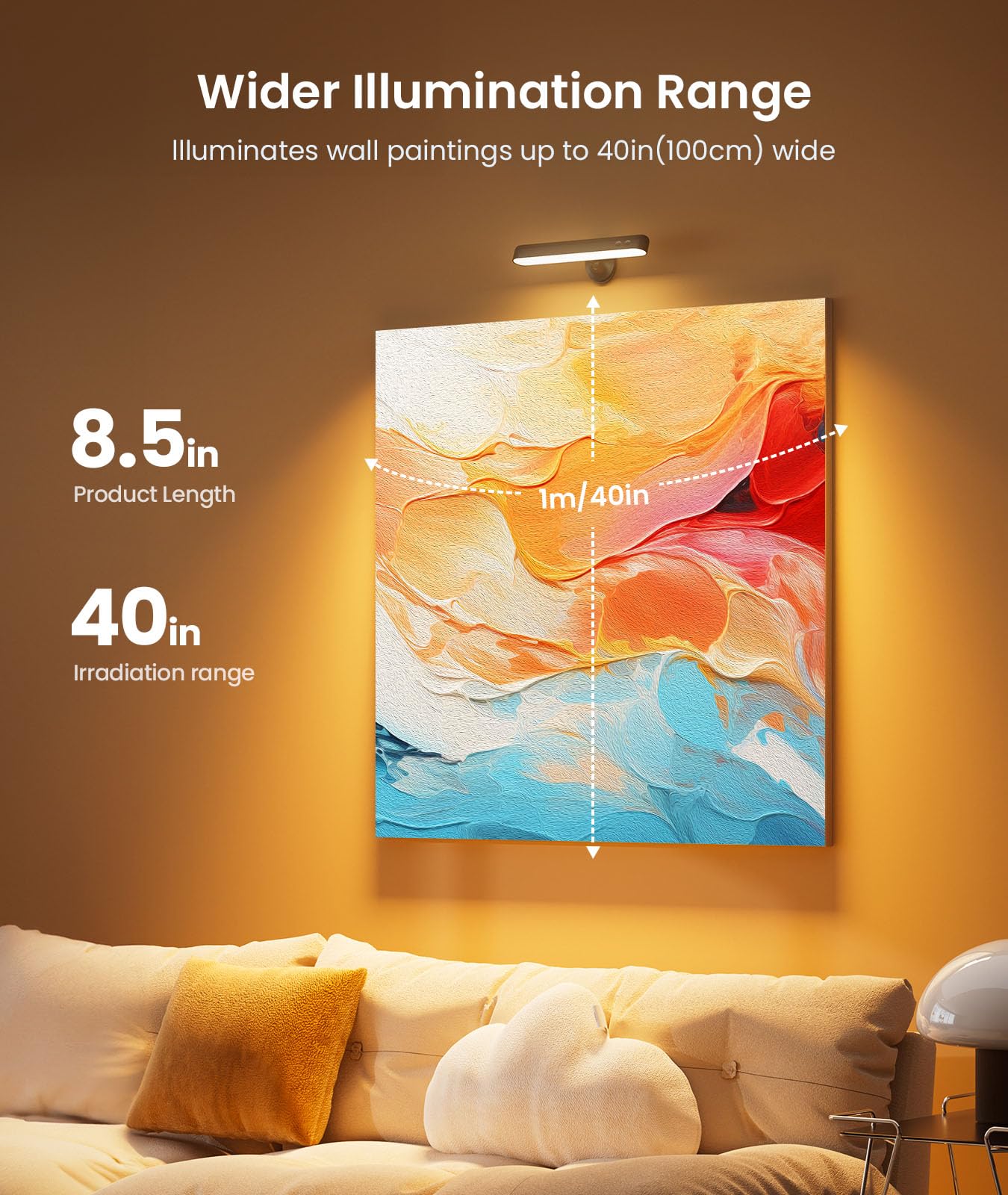 PopoIron Wall Sconce with 7500mAh Rechargeable Battery LED Wall Light for Bedroom with Remote Control, 3 Colors Wireless Wall Lamp 360° Rotation Dimmable Brightness with 15 RGB Colors,Black,1 Pack