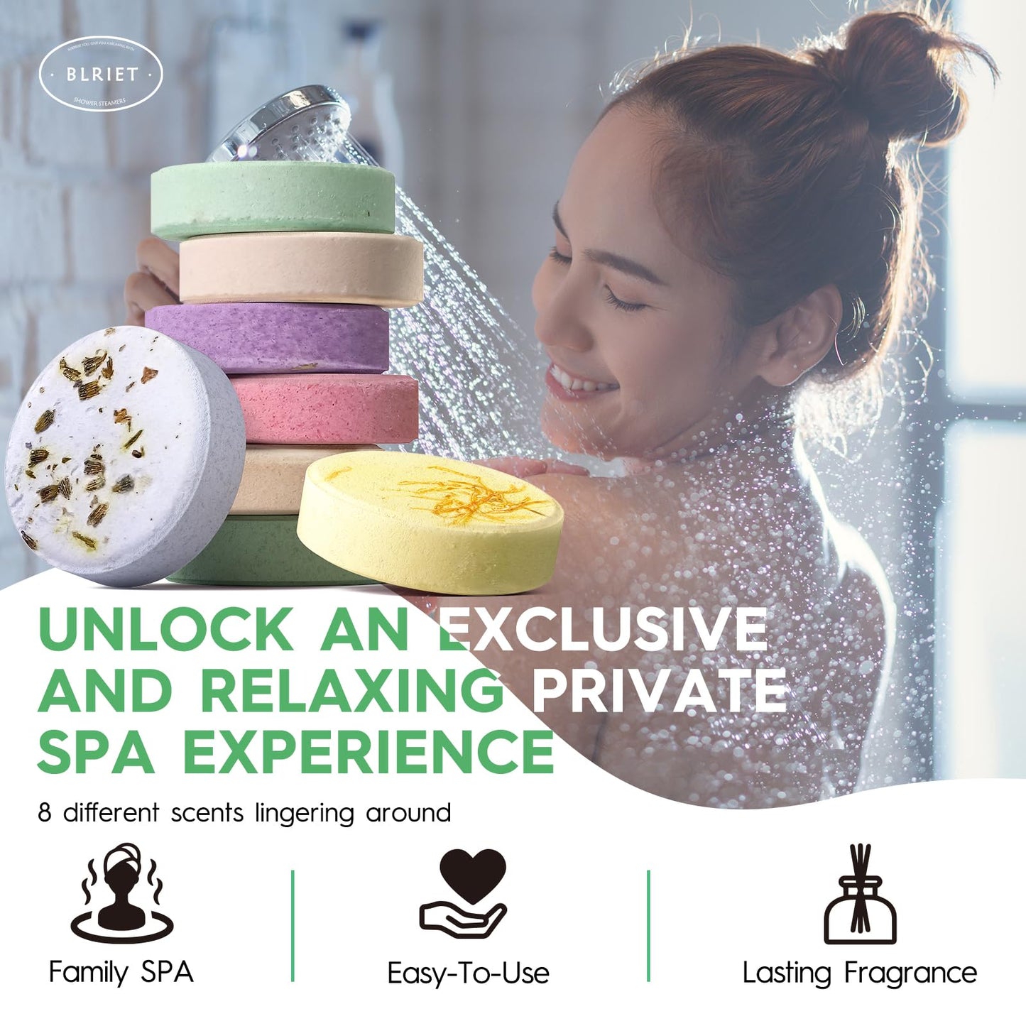 Blriet Shower Steamers Aromatherapy Relief Gifts for Women Teen Girls 8 ct