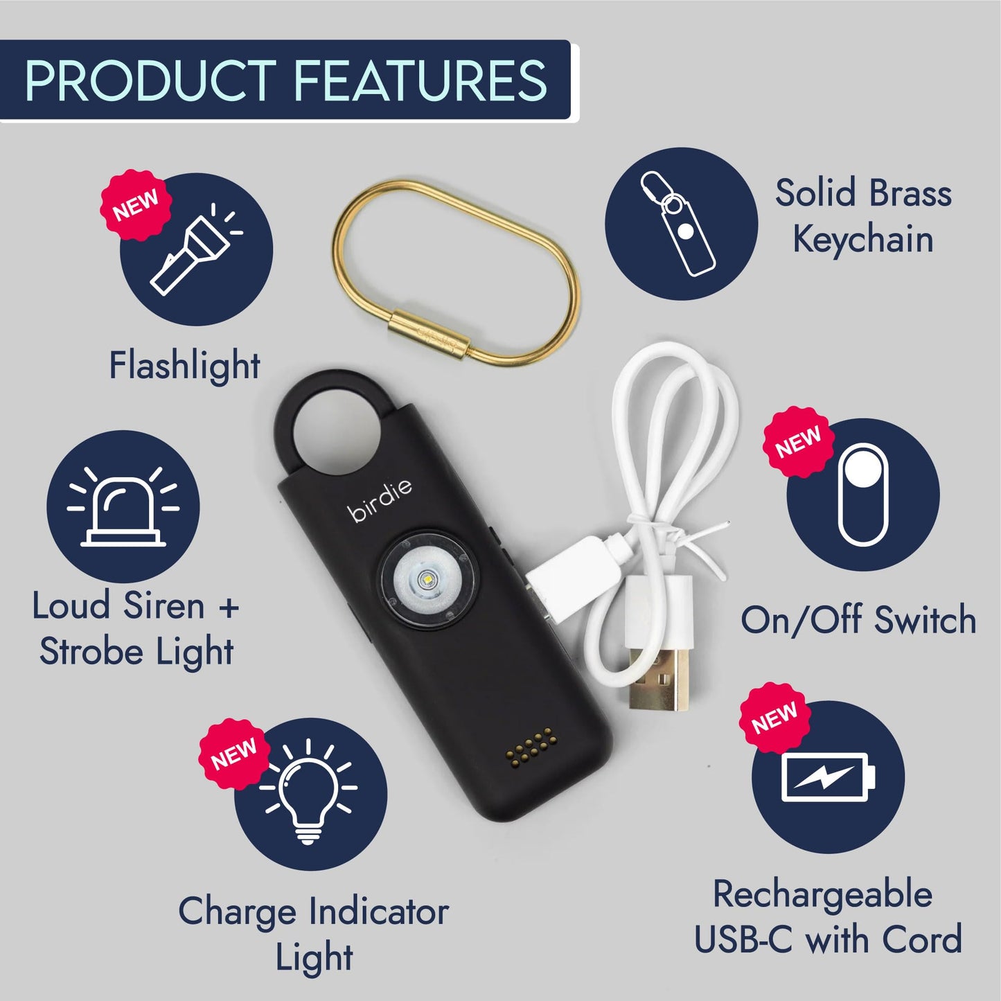 She’s Birdie 3.0 New Version – The Original Personal Safety Alarm for Women by Women–Loud Siren, Flash Light and Rechargeable Battery in a Variety of Colors (Aqua Blue)