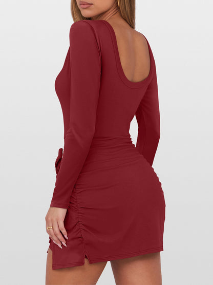 Caracilia Womens Long Sleeve Fall Dress Built in Shorts