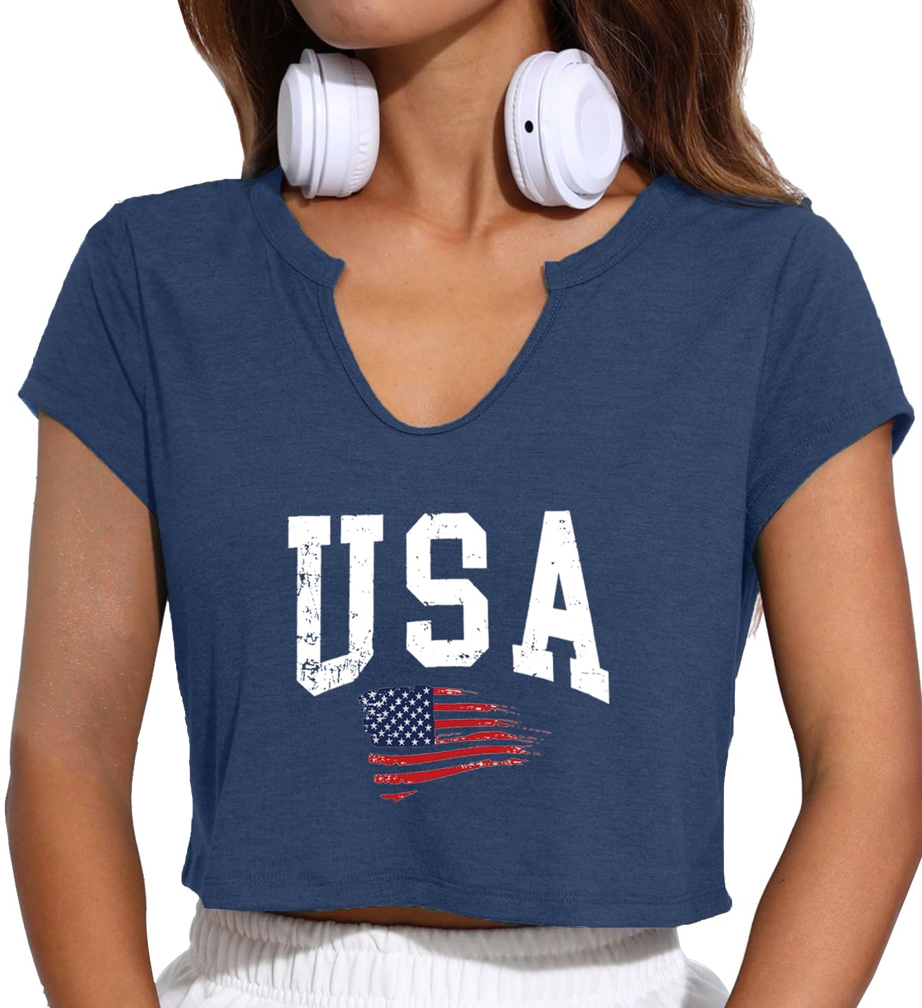 4th of July Crop Tops for Women Funny American Flag Shirts Tank Tops Outfits