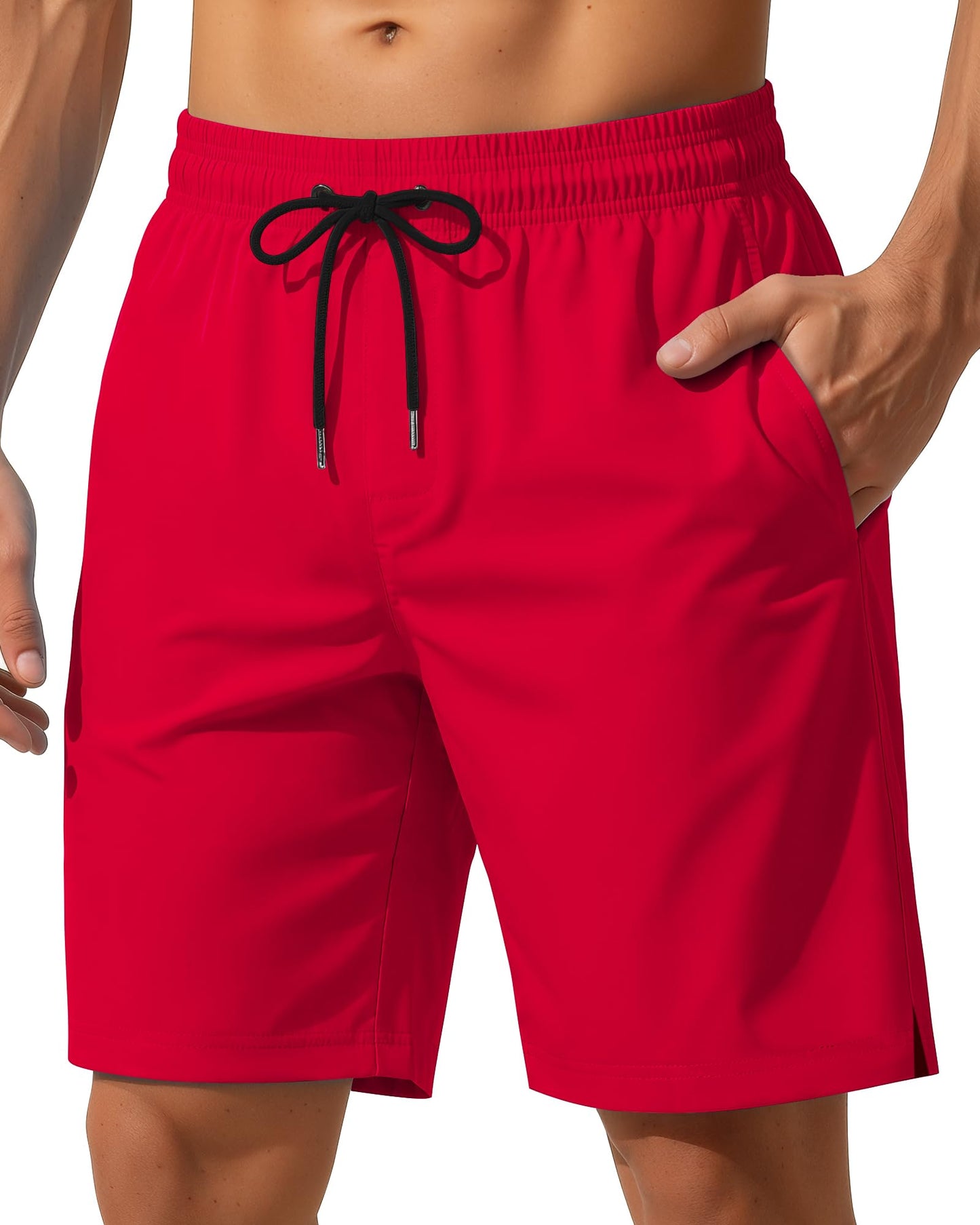 Yufawow 9 Inch Men Swim Trunks with Mesh Lining Quick Dry Breathable Pockets for Summer Beach Cruise Water Park Gym Running
