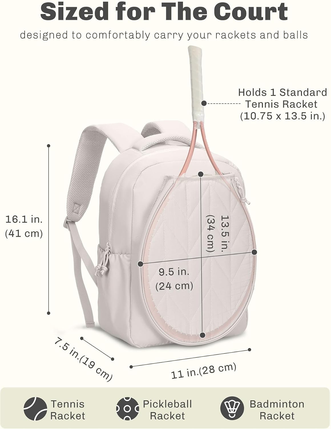 Hynes Eagle Pickleball Bags for Women Tennis Gym Bag Holds 2 Rackets