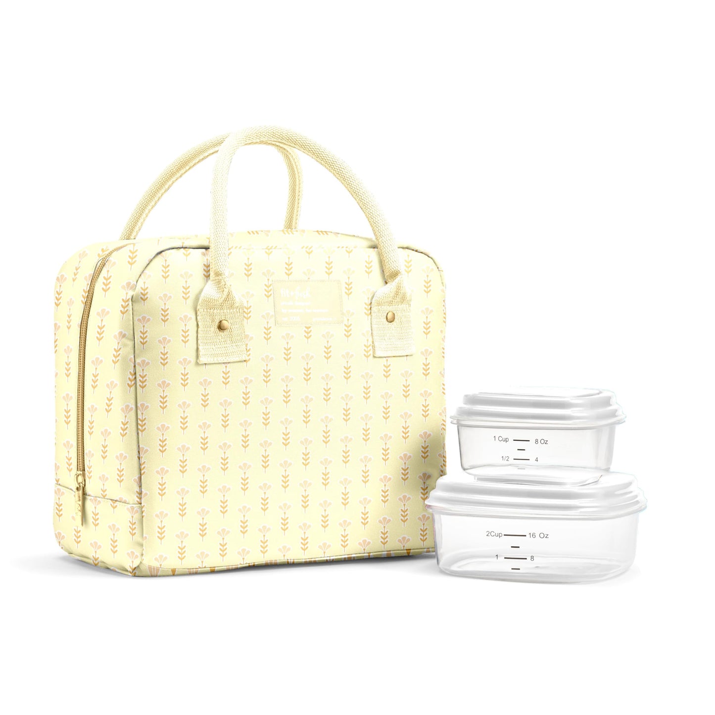 Fit & Fresh Bloomington Lunch Bag for Women - Insulated Large Lunch Box for Work with Containers, Leak-Resistant, Stain-Resistant, Zipper Closure, Cheetah