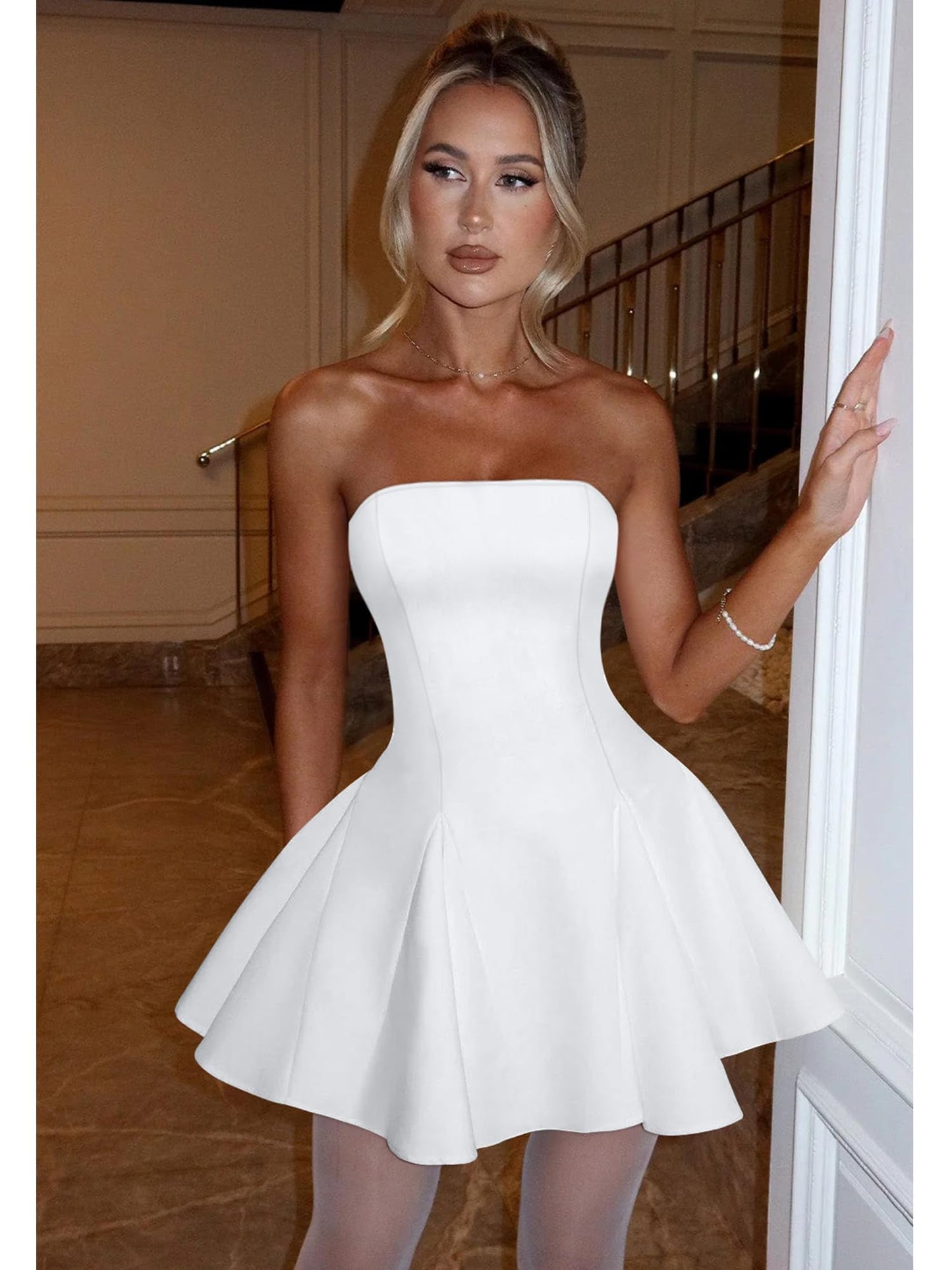 DAAWENXI Women's Strapless Mini Dress