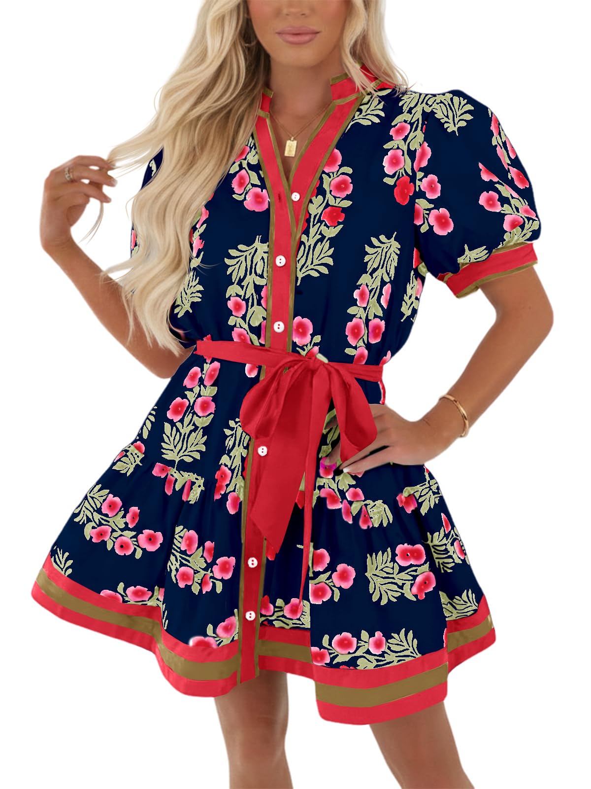 Wenrine Womens Summer Floral Mini Dress
