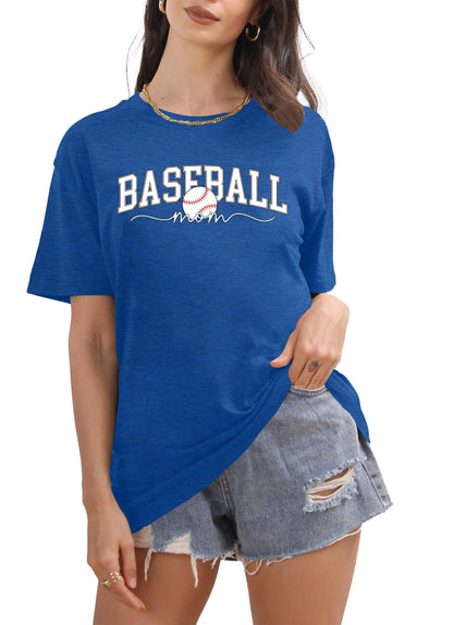 Baseball Mom Shirt for Women: Funny Baseball Tee Shirt Baseball Mama Short Sleeve Casual Tee Tops