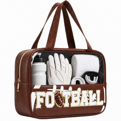Baseball Mom Essentials Baseball Team Gifts Makeup Cosmetic Bag Clear Chenille Letter Zipper Pouch Stuff Sport Portable Travel Case
