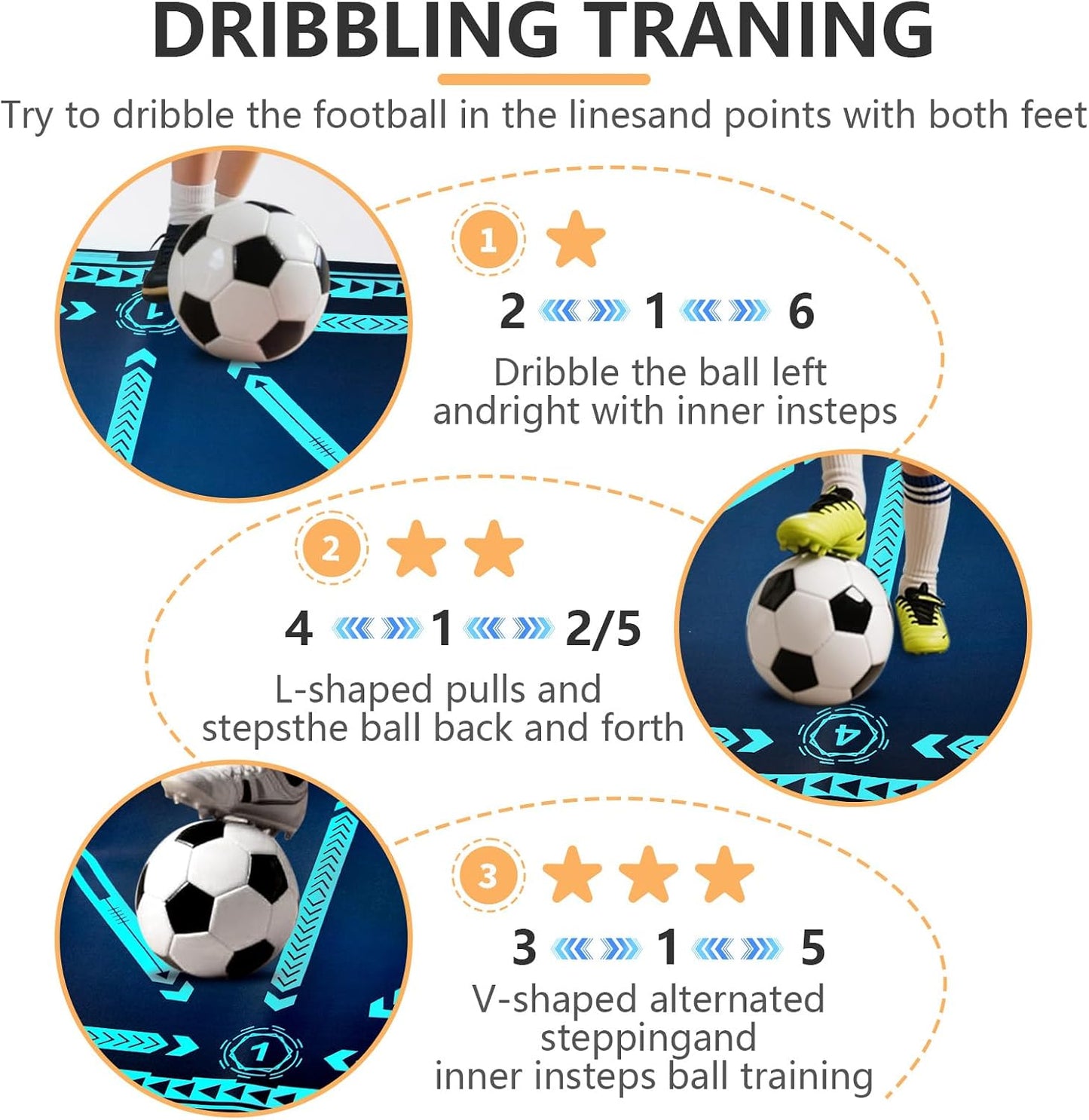 Soccer training mat,Soccer training equipment accessories for All Ages to Improve Speed Strength Agility and Coordination,Anti-Slip/Silent Mat